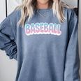 Baseball Bubble Letter Comfort Colors Sweatshirt Denim