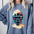 Baseball Catcher Mask Ice Cream Dripping Baseball Boy Youth Comfort Colors Sweatshirt Denim