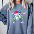 Baseball Dabbing Sports For Boys And Girls Game Day Comfort Colors Sweatshirt Denim Baseball Dabbing Sports For Boys And Girls Game Day Comfort Colors Sweatshirt Denim