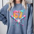 Baseball Drip 67 Six Seven Number 67 Player 67th Birthday Comfort Colors Sweatshirt Denim