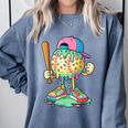 Baseball Drip For Boys Ice Cream Drip Baseball Sport Comfort Colors Sweatshirt Denim