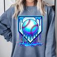 Baseball Drip Ice Cream Blue Glow Melt Ball Graphic Comfort Colors Sweatshirt Denim Baseball Drip Ice Cream Blue Glow Melt Ball Graphic Comfort Colors Sweatshirt Denim