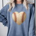 Baseball Heart Shape Valentines Day Love Boys Kids Men Comfort Colors Sweatshirt Denim