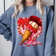 Baseball Heart Valentine Baseball Ice Cream Drip Boys Girls Comfort Colors Sweatshirt Denim