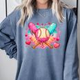 Baseball Ice Cream Drip Style Melt Ice Cream Youth Boys Comfort Colors Sweatshirt Denim