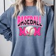 BASEBALL MOM BREAST CANCER RIBBON PINK SPORTS MOM Comfort Colors Sweatshirt Denim