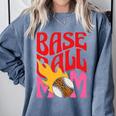 Baseball Mom Game Day Trendy Pink Leopard Mama Premium Comfort Colors Sweatshirt Denim