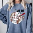Baseball Moms Cute Take Me To The Ballpark Sports Athletic Comfort Colors Sweatshirt Denim