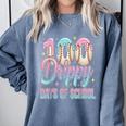 Boys Kids 100 Drippy Days Of School Baseball Drip Ice Cream Comfort Colors Sweatshirt Denim