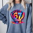 Gen Alpha Slang Ice Cream Drip Six Seven 67 Baseball Catcher Comfort Colors Sweatshirt Denim Gen Alpha Slang Ice Cream Drip Six Seven 67 Baseball Catcher Comfort Colors Sweatshirt Denim