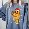 Gingerbread Man Baseball Christmas Comfort Colors Sweatshirt Denim Gingerbread Man Baseball Christmas Comfort Colors Sweatshirt Denim