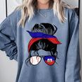 Haitian Baseball Mom Haiti Flag Baseball Girl Comfort Colors Sweatshirt Denim Haitian Baseball Mom Haiti Flag Baseball Girl Comfort Colors Sweatshirt Denim