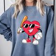 Heart Play Baseball Valentine's Day Teens Boys Girls Kids Comfort Colors Sweatshirt Denim Heart Play Baseball Valentine's Day Teens Boys Girls Kids Comfort Colors Sweatshirt Denim
