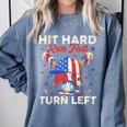 Hit Hard Run Fast Turn Left Baseball Cream Drip Crossed Bats Comfort Colors Sweatshirt Denim