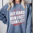 Hit Hard Run Fast Turn Left Baseball Fan Red Graphic Comfort Colors Sweatshirt Denim Hit Hard Run Fast Turn Left Baseball Fan Red Graphic Comfort Colors Sweatshirt Denim