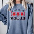 Home Plate Social Club Softball Season Baseball Mom Comfort Colors Sweatshirt Denim