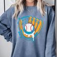 Ice Cream Baseball Mitt Drippy Scoop Baseball Sports Comfort Colors Sweatshirt Denim