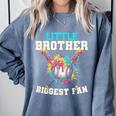 Little Brother Biggest Fan Baseball Cream Drip Crossed Bats Comfort Colors Sweatshirt Denim Little Brother Biggest Fan Baseball Cream Drip Crossed Bats Comfort Colors Sweatshirt Denim