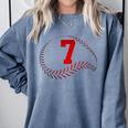 Number 7 Years Baseball 7TH Birthday Comfort Colors Sweatshirt Denim
