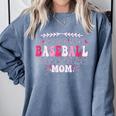 Retro Groovy Baseball Mom Proud Baseball Mom Comfort Colors Sweatshirt Denim
