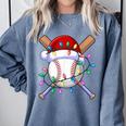 Santa Sports Christmas Baseball Player Comfort Colors Sweatshirt Denim Santa Sports Christmas Baseball Player Comfort Colors Sweatshirt Denim