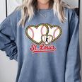 St Louis Leopard Heart Baseball Batter Boys Fan Comfort Colors Sweatshirt Denim St Louis Leopard Heart Baseball Batter Boys Fan Comfort Colors Sweatshirt Denim