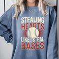 Stealing Hearts Like I Steal Bases Baseball Valentine Retro Comfort Colors Sweatshirt Denim Stealing Hearts Like I Steal Bases Baseball Valentine Retro Comfort Colors Sweatshirt Denim