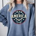 Team America 1776 4th Of July Patriotic Baseball Comfort Colors Sweatshirt Denim Team America 1776 4th Of July Patriotic Baseball Comfort Colors Sweatshirt Denim