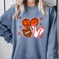 Valentines Baseball Basketball Football Heart Boy Men Comfort Colors Sweatshirt Denim