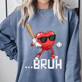 Valentines Bruh Red Heart Playing Baseball Men Boys Kids Comfort Colors Sweatshirt Denim