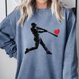 Valentines Day Baseball Batter Silhouette Heart Men Boys Kid Comfort Colors Sweatshirt Denim Valentines Day Baseball Batter Silhouette Heart Men Boys Kid Comfort Colors Sweatshirt Denim