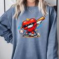 Valentines Day Baseball Dabbing Red Heart Love Boys Comfort Colors Sweatshirt Denim