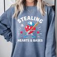 Valentines Day Baseball Stealing Hearts Bases Boys Kids Men Comfort Colors Sweatshirt Denim Valentines Day Baseball Stealing Hearts Bases Boys Kids Men Comfort Colors Sweatshirt Denim