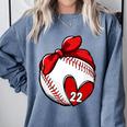 Womens Custom Baseball Mom Number 22 Heart For Mom Mommy Premium Comfort Colors Sweatshirt Denim