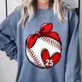 Womens Custom Baseball Mom Number 25 Heart For Mom Mommy Premium Comfort Colors Sweatshirt Denim
