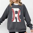 Baseball Alphabet Monogram Initial Letter R Comfort Colors Sweatshirt Pepper