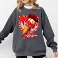 Baseball Heart Valentine Baseball Ice Cream Drip Boys Girls Comfort Colors Sweatshirt Pepper