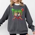 Baseball Ice Cream Drip Number 67 Player 6 7 Christmas Pjs Comfort Colors Sweatshirt Pepper