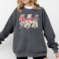 Baseball Mama Lightning Bolt Checkered Varsity Mother's Day Comfort Colors Sweatshirt Pepper
