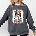 Baseball Mom Game Day Messy Bun Leopard Mother's Day Comfort Colors Sweatshirt Pepper