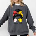 Baseball Mom Softball Mom Of Both Messy Bun Mother's Day Comfort Colors Sweatshirt Pepper Baseball Mom Softball Mom Of Both Messy Bun Mother's Day Comfort Colors Sweatshirt Pepper