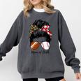 Football Mom Baseball Mom Of Both Messy Bun Mother's Day Comfort Colors Sweatshirt Pepper Football Mom Baseball Mom Of Both Messy Bun Mother's Day Comfort Colors Sweatshirt Pepper