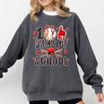 Happy 100 Days Of School Baseball Girls Coquette Bow Teacher Comfort Colors Sweatshirt Pepper Happy 100 Days Of School Baseball Girls Coquette Bow Teacher Comfort Colors Sweatshirt Pepper