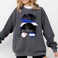 Nicaraguan Baseball Mom Nicaragua Flag Baseball Girl Comfort Colors Sweatshirt Pepper
