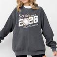 Proud Senior Grandma Class Of 2026 Baseball Graduate Leopard Comfort Colors Sweatshirt Pepper