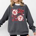 Six Seven Baseball Lover Sports Red Heart Bow Valentine Girl Comfort Colors Sweatshirt Pepper