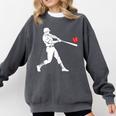 Valentines US Baseball Player Silhouette Heart Comfort Colors Sweatshirt Pepper