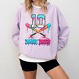 Baseball 10 Year Old Ice Cream Drip 10th Bday Double Digits Comfort Colors Sweatshirt Crimson
