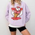 Baseball Ice Cream Drip Baseball Strawberry For Youth Red Comfort Colors Sweatshirt Crimson