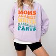 Baseball Moms Against Baseball Pants Groovy Softball Comfort Colors Sweatshirt Crimson